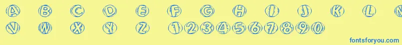 Woodcuttedcapsfs-fontti – siniset fontit keltaisella taustalla