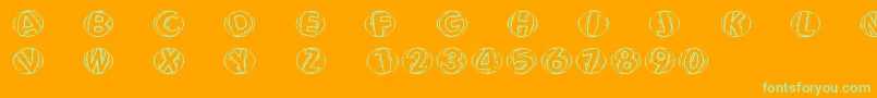 Woodcuttedcapsfs Font – Green Fonts on Orange Background
