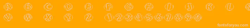 Woodcuttedcapsfs Font – Pink Fonts on Orange Background