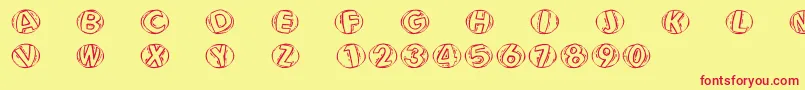 Woodcuttedcapsfs Font – Red Fonts on Yellow Background