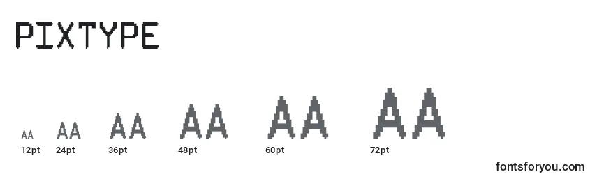 Размеры шрифта PixType