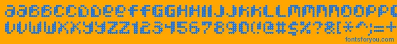フォントPixcelDotmatrix – オレンジの背景に青い文字