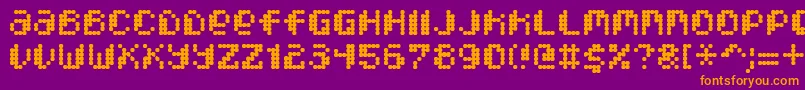 Fonte PixcelDotmatrix – fontes laranjas em um fundo violeta