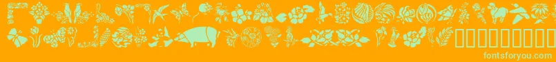 Czcionka GeElementsOfNatureI – zielone czcionki na pomarańczowym tle