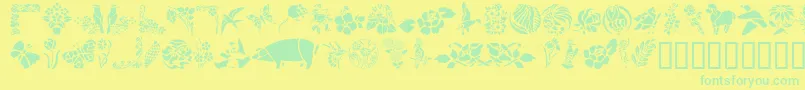 Fonte GeElementsOfNatureI – fontes verdes em um fundo amarelo