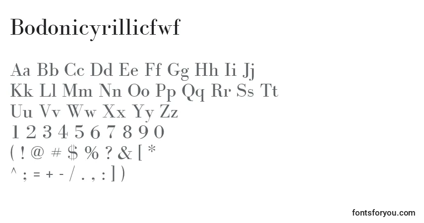Шрифт Bodonicyrillicfwf – алфавит, цифры, специальные символы