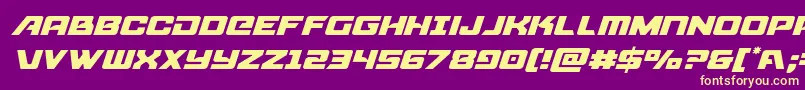 Aircruiserlightital-Schriftart – Gelbe Schriften auf violettem Hintergrund