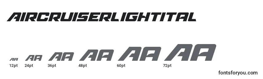 Tamaños de fuente Aircruiserlightital