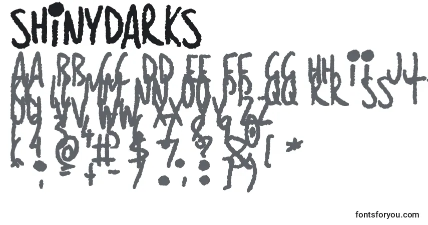 Schriftart ShinyDarks – Alphabet, Zahlen, spezielle Symbole