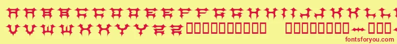 CosmicbatsV1-Schriftart – Rote Schriften auf gelbem Hintergrund