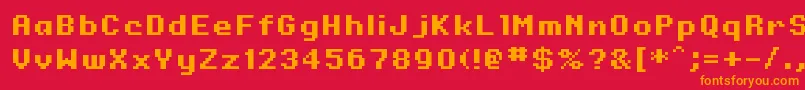 フォントOnesize – 赤い背景にオレンジの文字