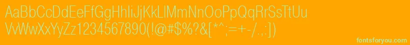 PragmaticaCondensedExtralight Font – Green Fonts on Orange Background