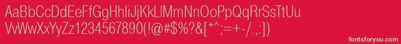 PragmaticaCondensedExtralight Font – Green Fonts on Red Background