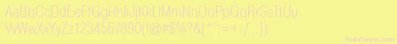 フォントPragmaticaCondensedExtralight – ピンクのフォント、黄色の背景
