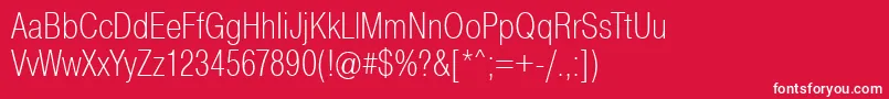 PragmaticaCondensedExtralight Font – White Fonts on Red Background