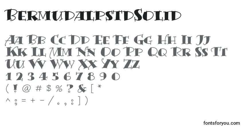 Schriftart BermudalpstdSolid – Alphabet, Zahlen, spezielle Symbole