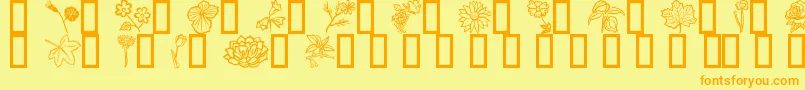 Więcej informacji o czcionce Fleurs6 Czcionka Fleurs6 – pomarańczowe czcionki na żółtym tle
