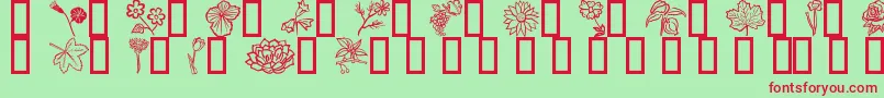 Fleurs6 Font – Red Fonts on Green Background