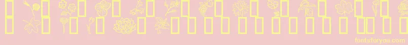 Fleurs6-Schriftart – Gelbe Schriften auf rosa Hintergrund