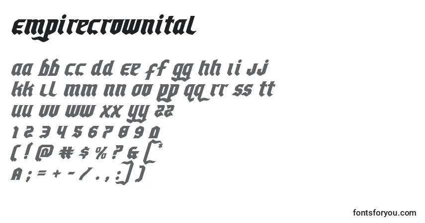 Empirecrownital-fontti – aakkoset, numerot, erikoismerkit