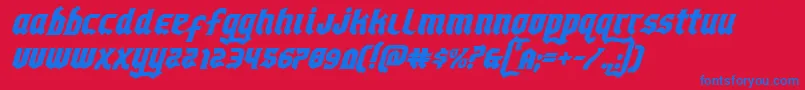 Empirecrownital-Schriftart – Blaue Schriften auf rotem Hintergrund