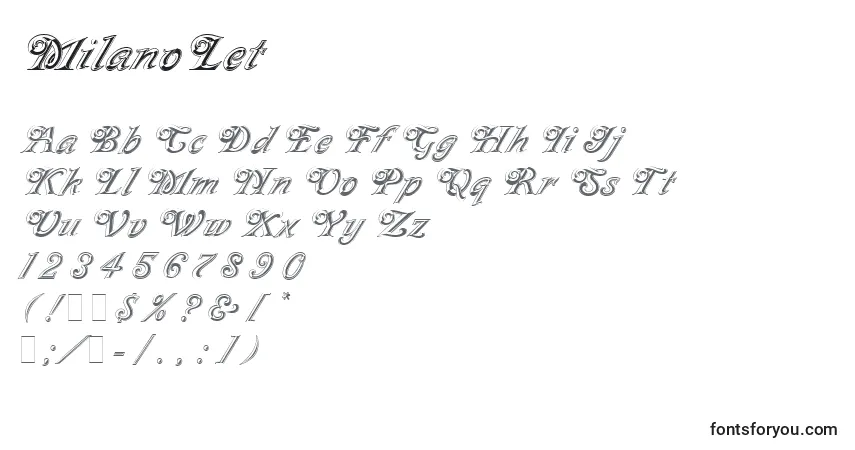 Schriftart MilanoLet – Alphabet, Zahlen, spezielle Symbole