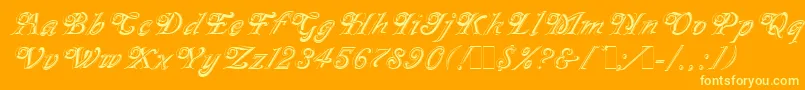 MilanoLet-Schriftart – Gelbe Schriften auf orangefarbenem Hintergrund