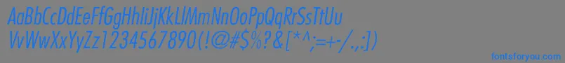 フォントBelmarCondensedlightItalic – 灰色の背景に青い文字