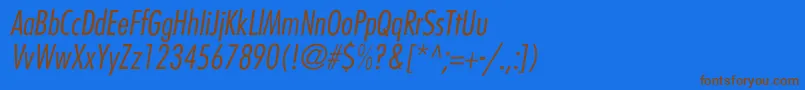 BelmarCondensedlightItalic-fontti – ruskeat fontit sinisellä taustalla