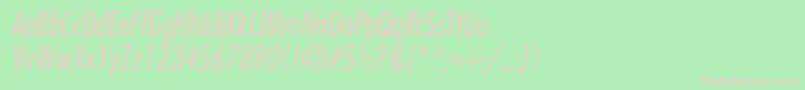 BelmarCondensedlightItalic-fontti – vaaleanpunaiset fontit vihreällä taustalla