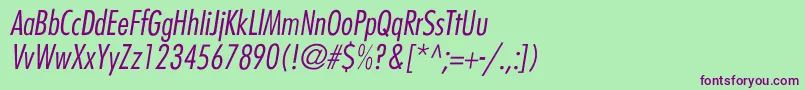BelmarCondensedlightItalic-fontti – violetit fontit vihreällä taustalla