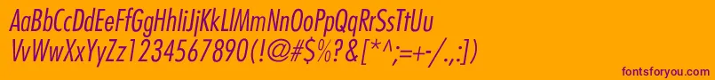 BelmarCondensedlightItalic-Schriftart – Violette Schriften auf orangefarbenem Hintergrund