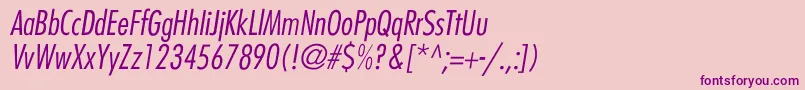 フォントBelmarCondensedlightItalic – ピンクの背景に紫のフォント