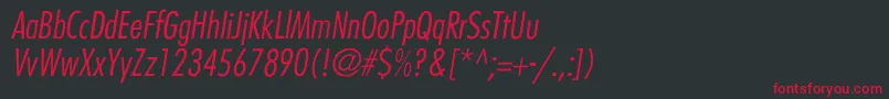 フォントBelmarCondensedlightItalic – 黒い背景に赤い文字