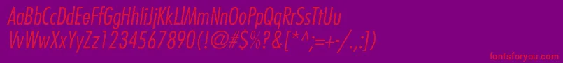 フォントBelmarCondensedlightItalic – 紫の背景に赤い文字