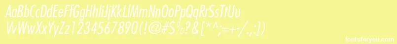 フォントBelmarCondensedlightItalic – 黄色い背景に白い文字