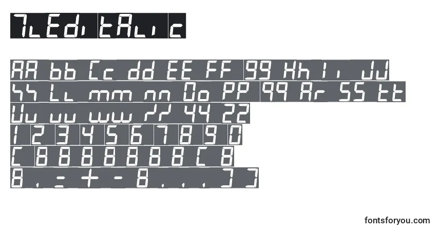 Шрифт 7leditalic – алфавит, цифры, специальные символы