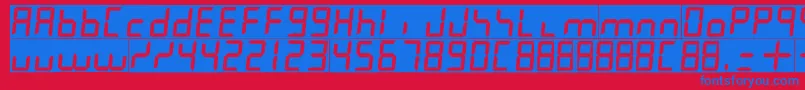 フォント7leditalic – 赤い背景に青い文字