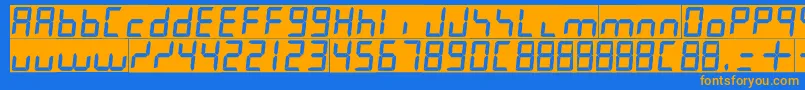 Więcej informacji o czcionce 7leditalic Czcionka 7leditalic – pomarańczowe czcionki na niebieskim tle