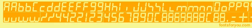 Fonte 7leditalic – fontes laranjas em um fundo amarelo