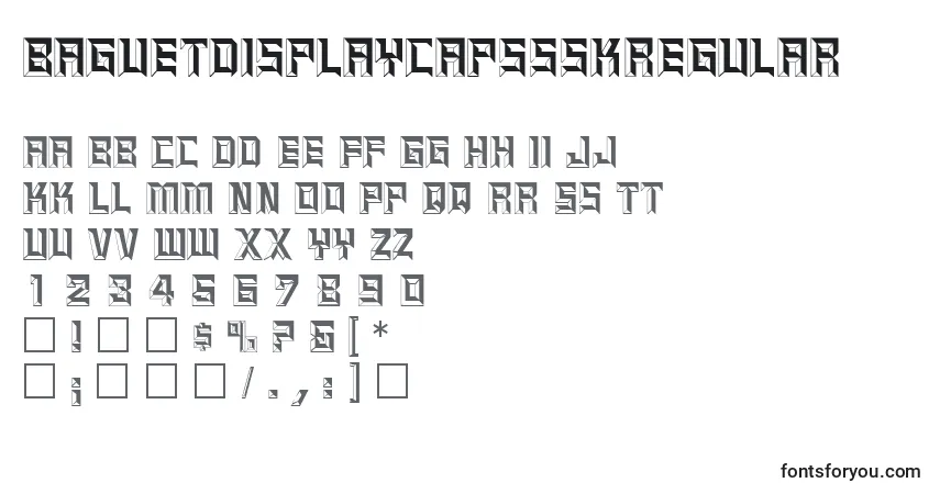 A fonte BaguetdisplaycapssskRegular – alfabeto, números, caracteres especiais