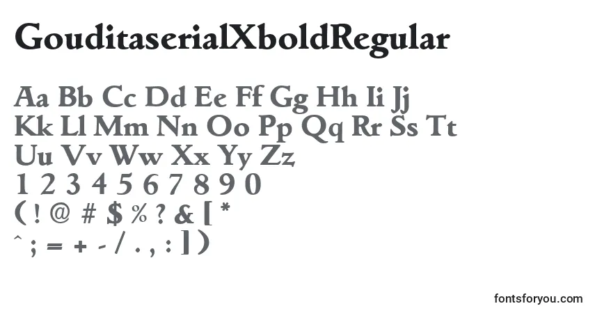 Czcionka GouditaserialXboldRegular – alfabet, cyfry, specjalne znaki