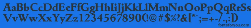 GouditaserialXboldRegular-Schriftart – Schwarze Schriften auf blauem Hintergrund