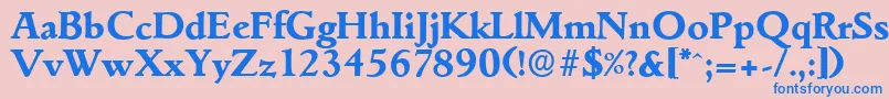 GouditaserialXboldRegular-fontti – siniset fontit vaaleanpunaisella taustalla