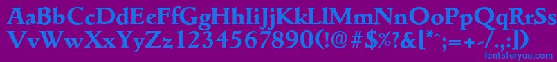 GouditaserialXboldRegular-fontti – siniset fontit violetilla taustalla