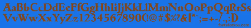 フォントGouditaserialXboldRegular – 茶色の文字が青い背景にあります。