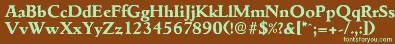 フォントGouditaserialXboldRegular – 緑色の文字が茶色の背景にあります。