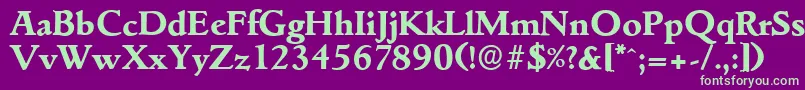 フォントGouditaserialXboldRegular – 紫の背景に緑のフォント