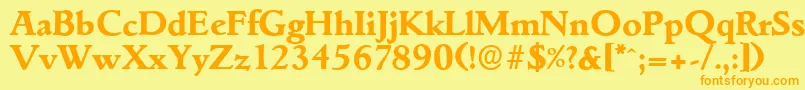 GouditaserialXboldRegular-Schriftart – Orangefarbene Schriften auf gelbem Hintergrund