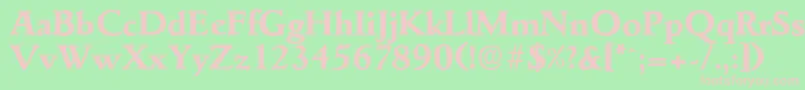 GouditaserialXboldRegular-fontti – vaaleanpunaiset fontit vihreällä taustalla